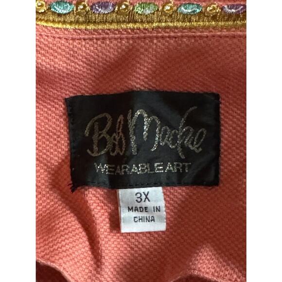 Bob Mackie 3X FLAW Wearable Art Kimono Jacket Woman Embroidery Elephant READ - Picture 4 of 14